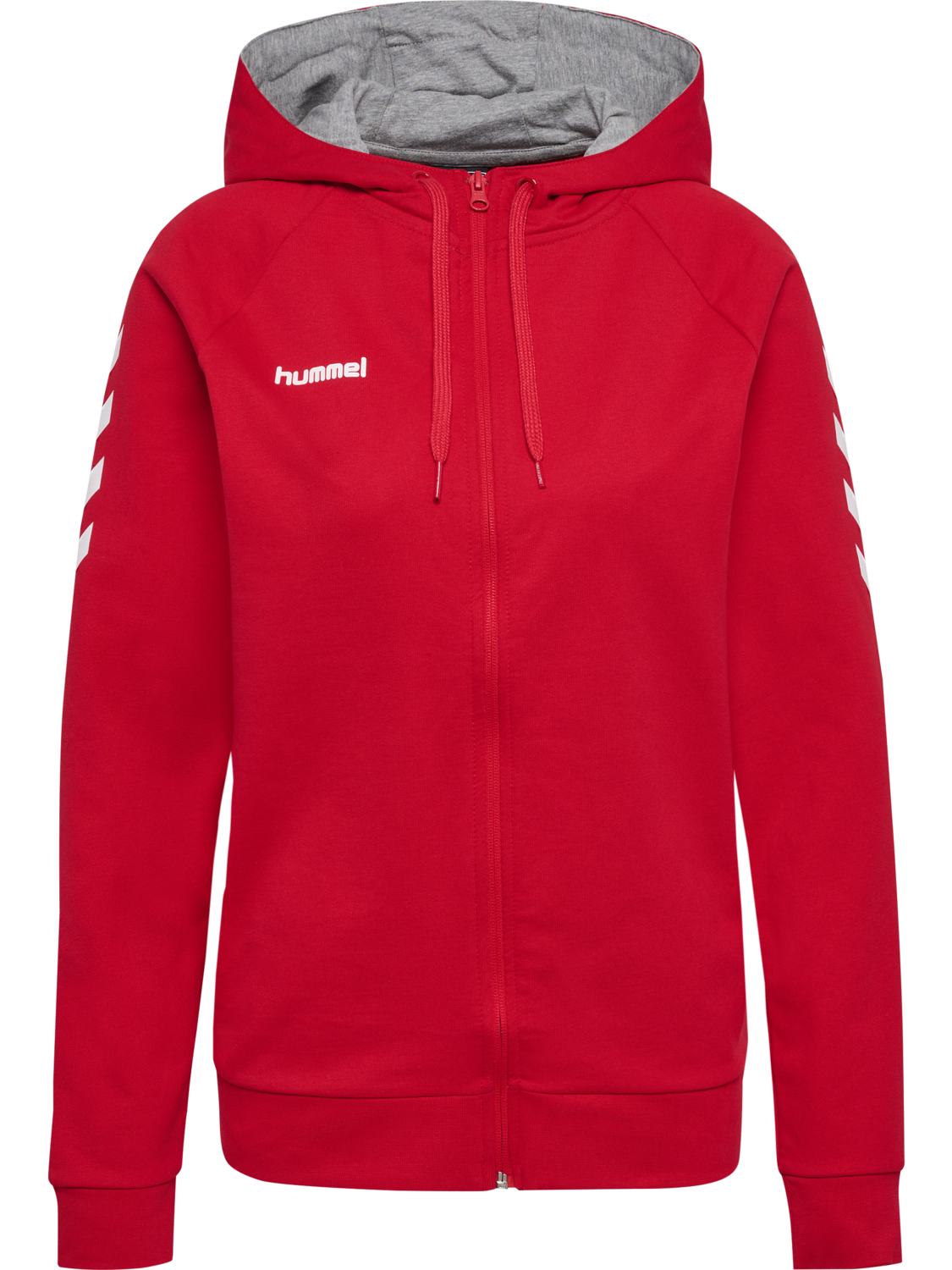 HUMMEL GO COTTON ZIP HOODIE WOMAN, TRUE RED, packshot